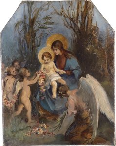 En krans af blomster til Jesusbarnet